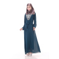 Venta caliente más tamaño abaya vestido dubai musulmán abaya manga larga gasa material islámico ropa